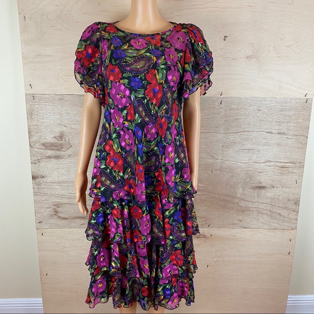 Vintage Ann Hobbs for Cattiva Paisley Party Dress